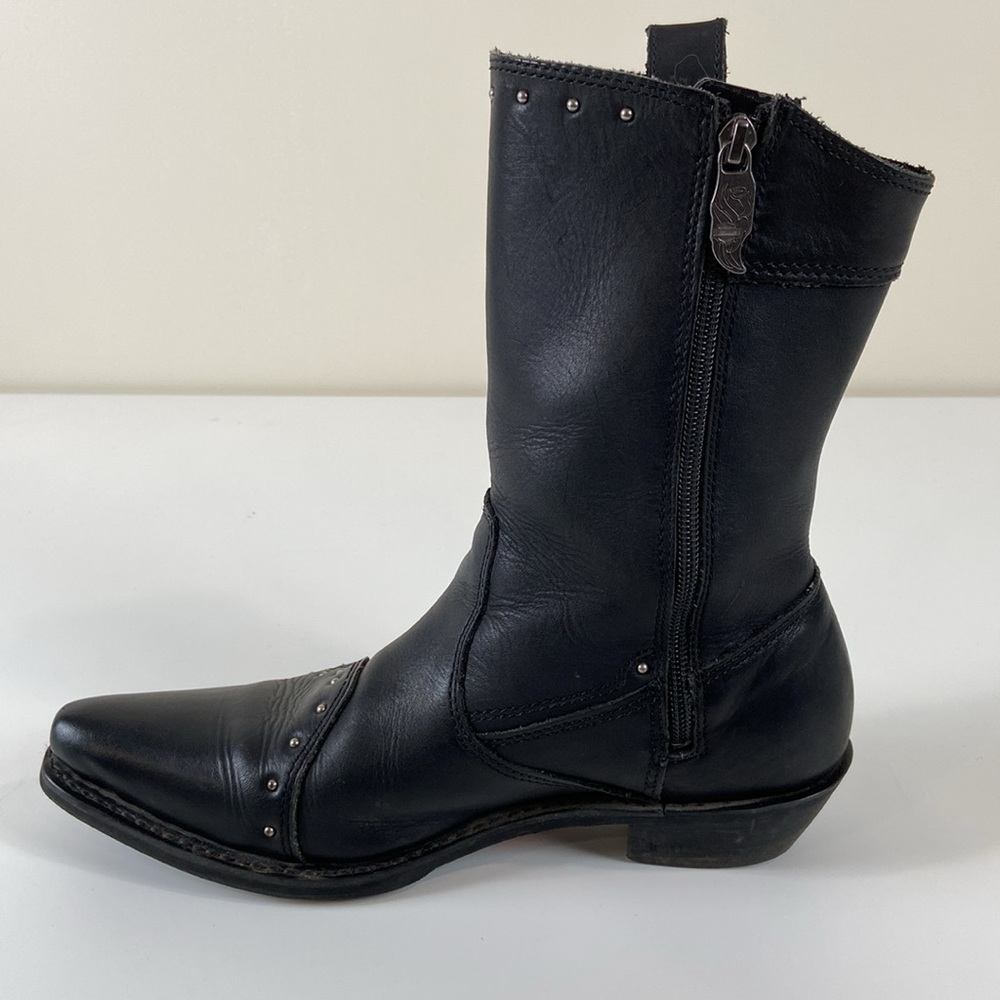 Harley Davidson Jessie black leather studded zip up boots Womens 9 - Picture 5 of 11